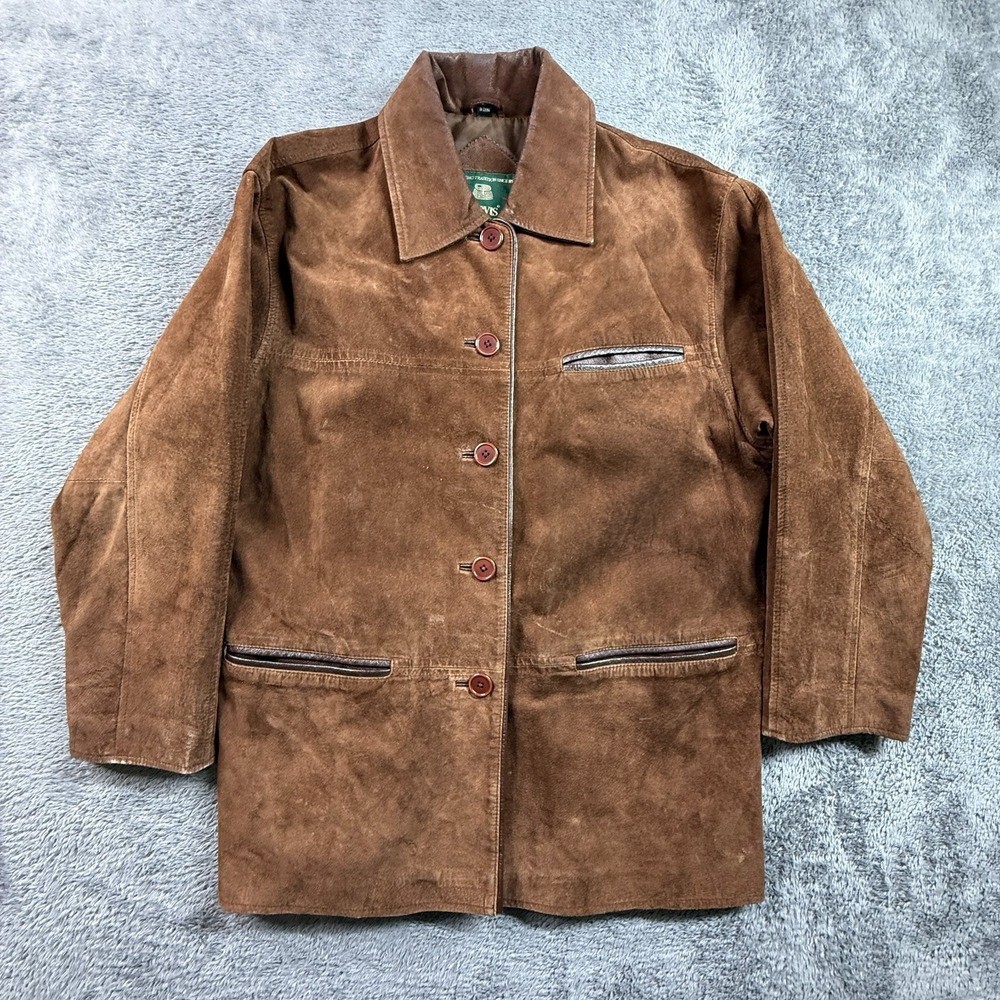 Orvis Mens S Brown Suede Leather Jacket Coat Vintage Outdoor Hunting Field